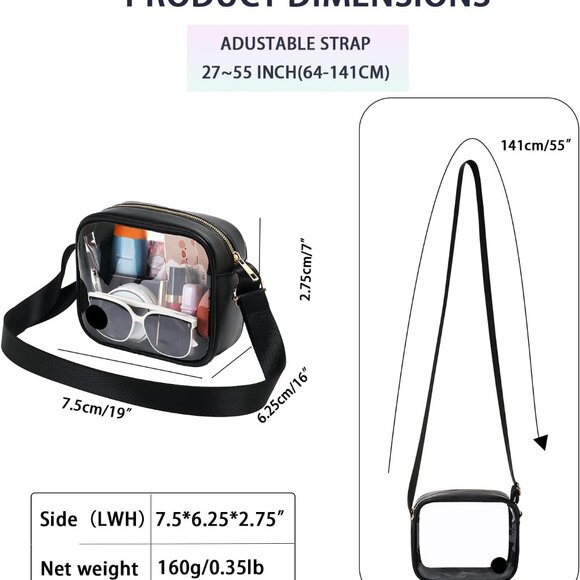 Adjustable Clear Crossbody Bag for Festivals & Sports - Waterproof PVC Design - Picture 2 of 6